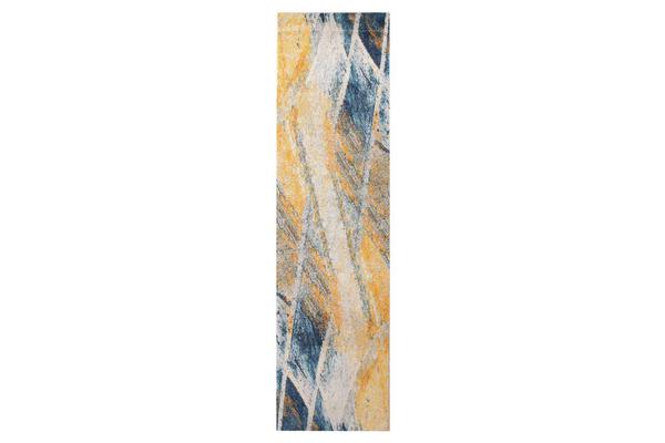 Divinity Strokes Blue Modern Runner Rug 300x80cm