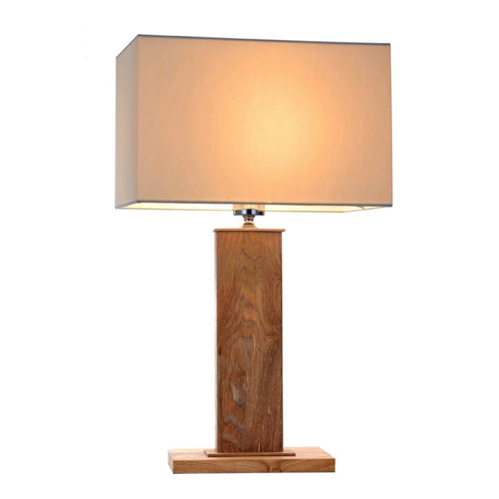 Dion Table Lamp | Wood and Creamy White Fabric