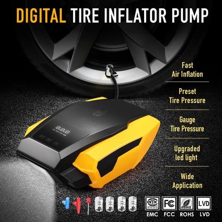 Digital Tyre Inflator 12V Portable Air Compressor Car Tire Pump w/LED Light