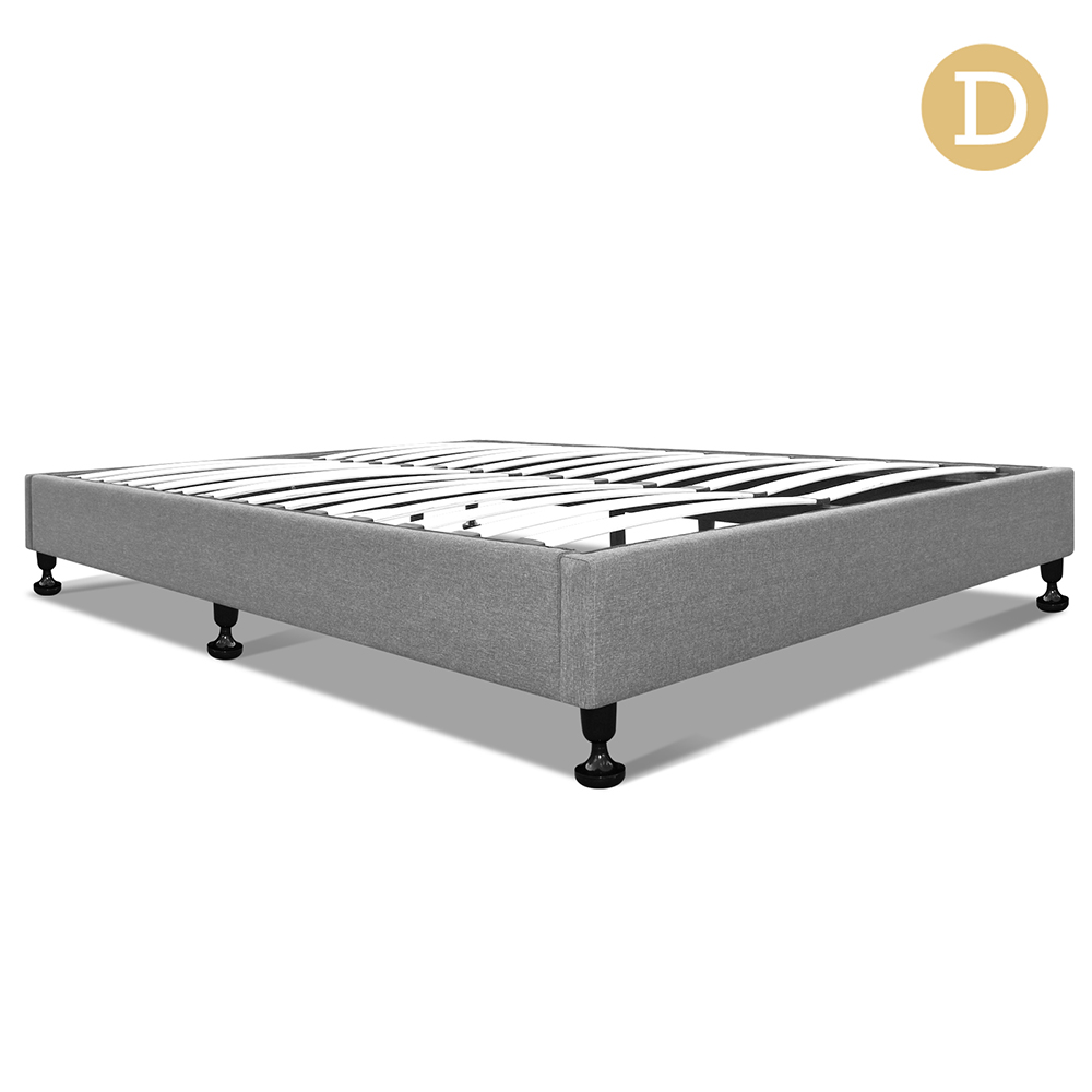 Double Linen Fabric Bed Base (Grey)