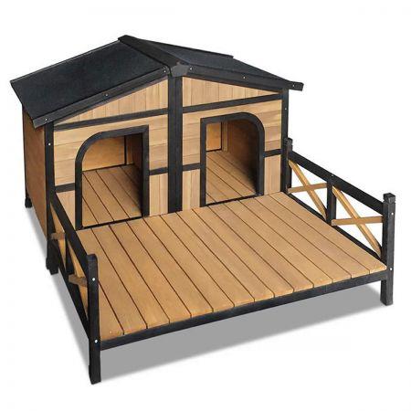 Double Pet Dog Kennel - Black