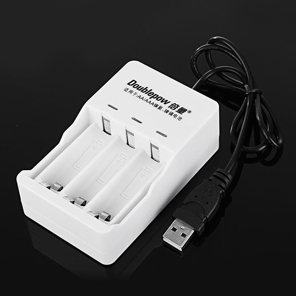 Doublepow U03 3 Slot USB 1.2V NI-MH Ni-Cd AA AAA Rechargeable Battery Charger