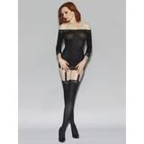 Dreamgirl All-in-One Opaque Off The Shoulder Garter Dress and Stockings