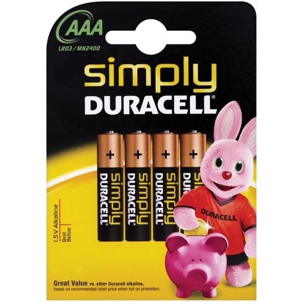 Duracell Simply Aaa 4 Pack MN2400B4S