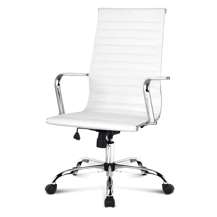 Eames Replica PU Leather Executive Office Chair w/ High Back Gas Lift White