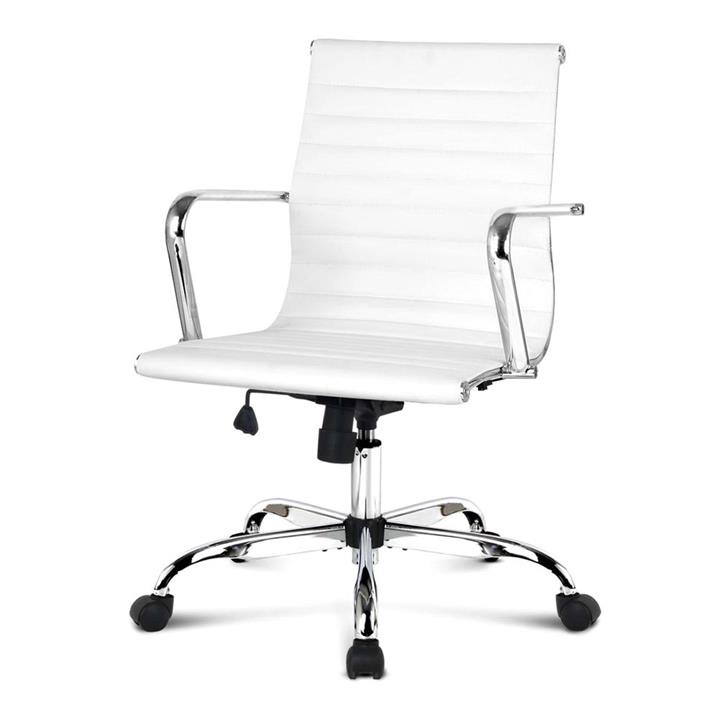 Eames Replica PU Leather Executive Designer Office Chair Mid Back White