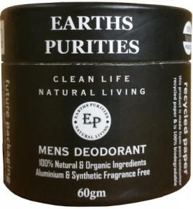 Earths Purities Mens Natural Deodorant Pot with Applicator 60g