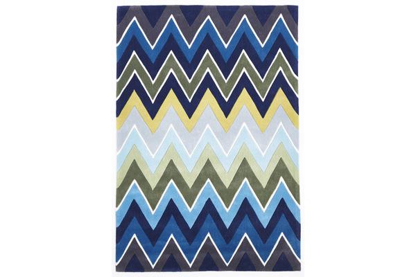 Eclectic Chevron Rug Navy Blue 165x115cm