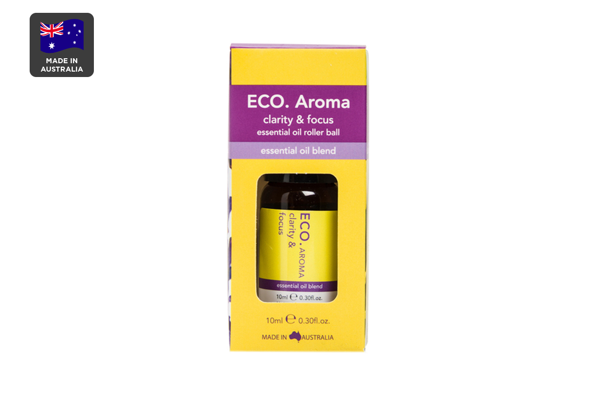 ECO. Clarity & Focus Essential Oil Roller Ball with Orange, Lavender & Ylang Ylang (10mL)