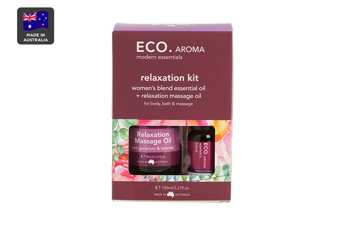 ECO. Body & Aroma Duo Kit with Relaxation Massage Oil & Women's Blend Essential Oil