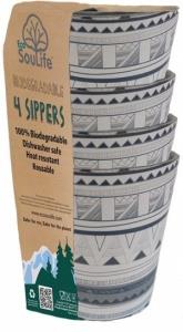 EcoSouLife Bamboo 4Pc Sipper Cup Set Tribal Bliss 248ml