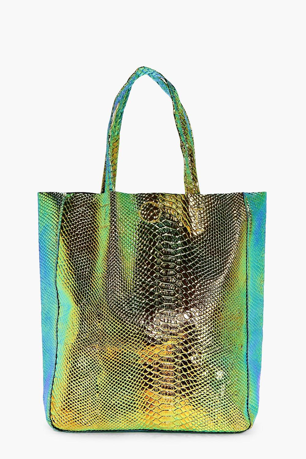 Edie Mermaid Holographic Shopper Beach Bag