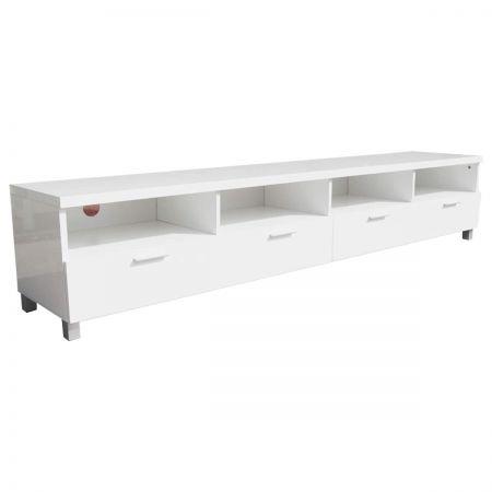 Elisha High Gloss 4 Compartment 2 Drawers Entertainment Unit - White