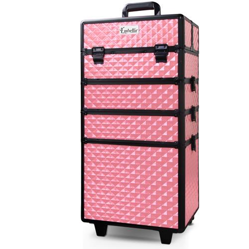 Embellir Professional 7 In 1 Portable Beauty Case Makeup Cosmetics Accessories Lockable Diamond Pink