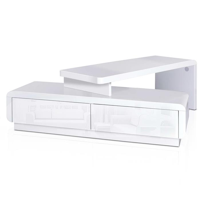 Entertainment Unit TV Stand w/ Contemporary Adjustable Bench Lowline Drawers Gloss White 160cm