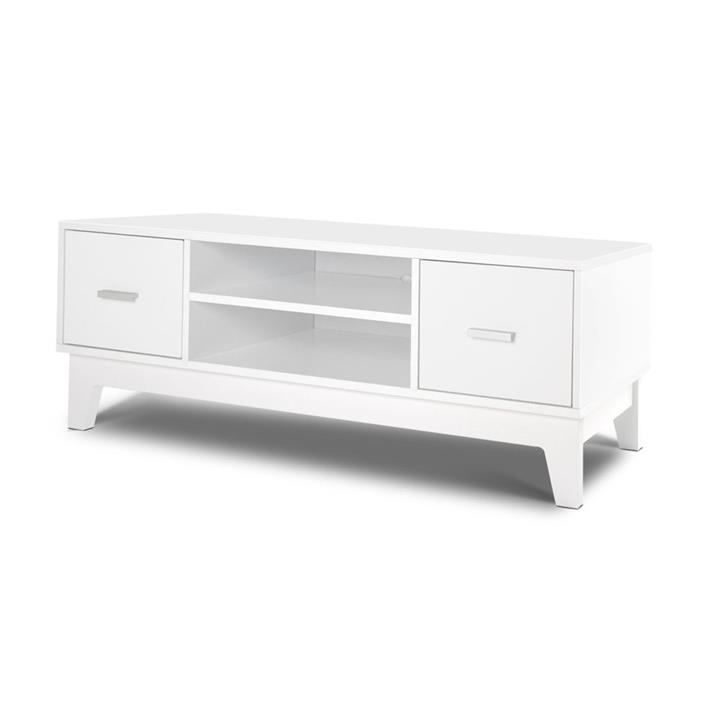 Entertainment Unit TV Stand Lowline Home Cabinet Corner Drawer Storage 118cm Matt White