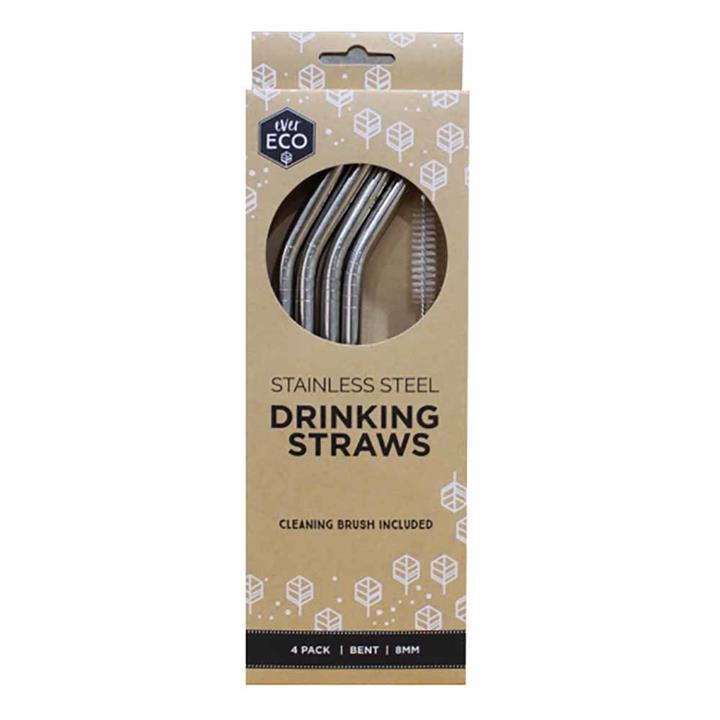 Ever Eco Straws (Bent) 4 Pack + Cleaning Brush