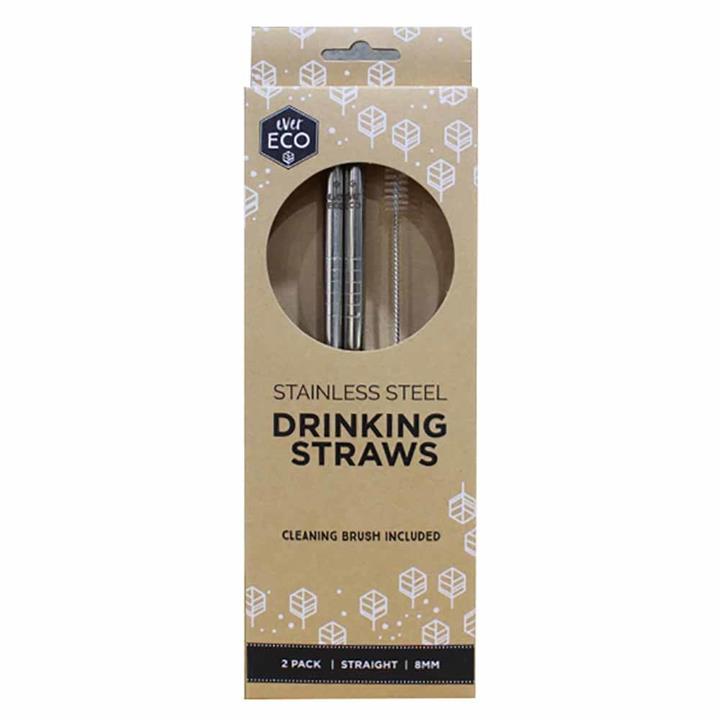 Ever Eco Straws (Straight) 2 Pack + Cleaning Brush