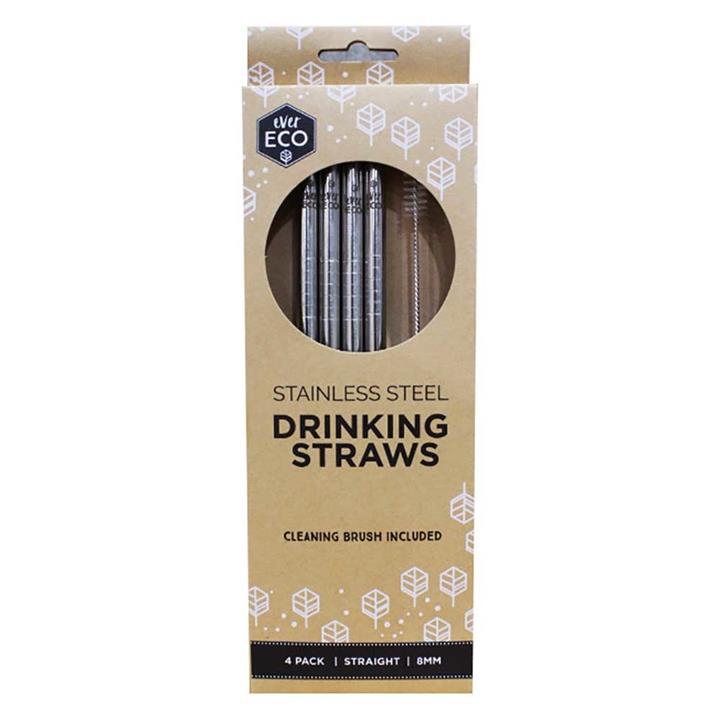 Ever Eco Straws (Straight) 4 Pack + Cleaning Brush