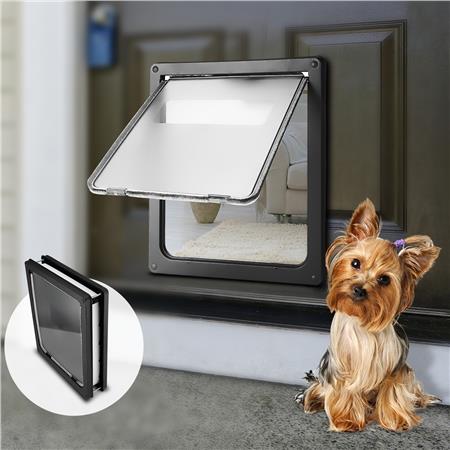 Extra Large 2 Way Lockable Pet Dog Cat Brushy Flap Door-Black