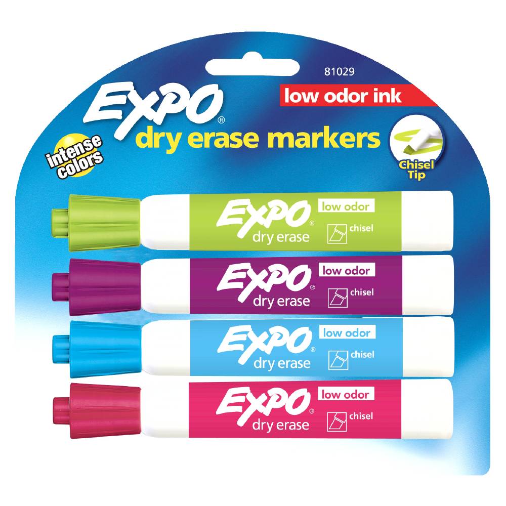 Expo Whiteboard Fashion Assorted 4 Pack Chisel