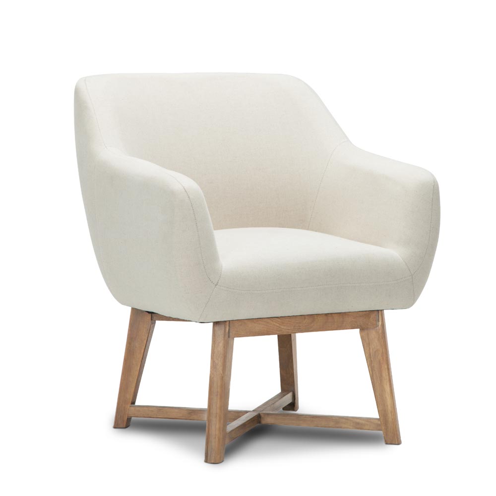 Fabric Tub Lounge Armchair (Beige)