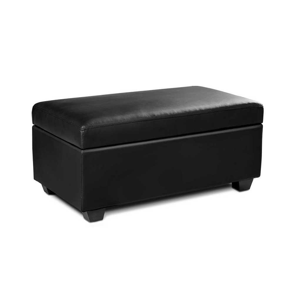 Faux Leather Storage Ottoman Large (Black)