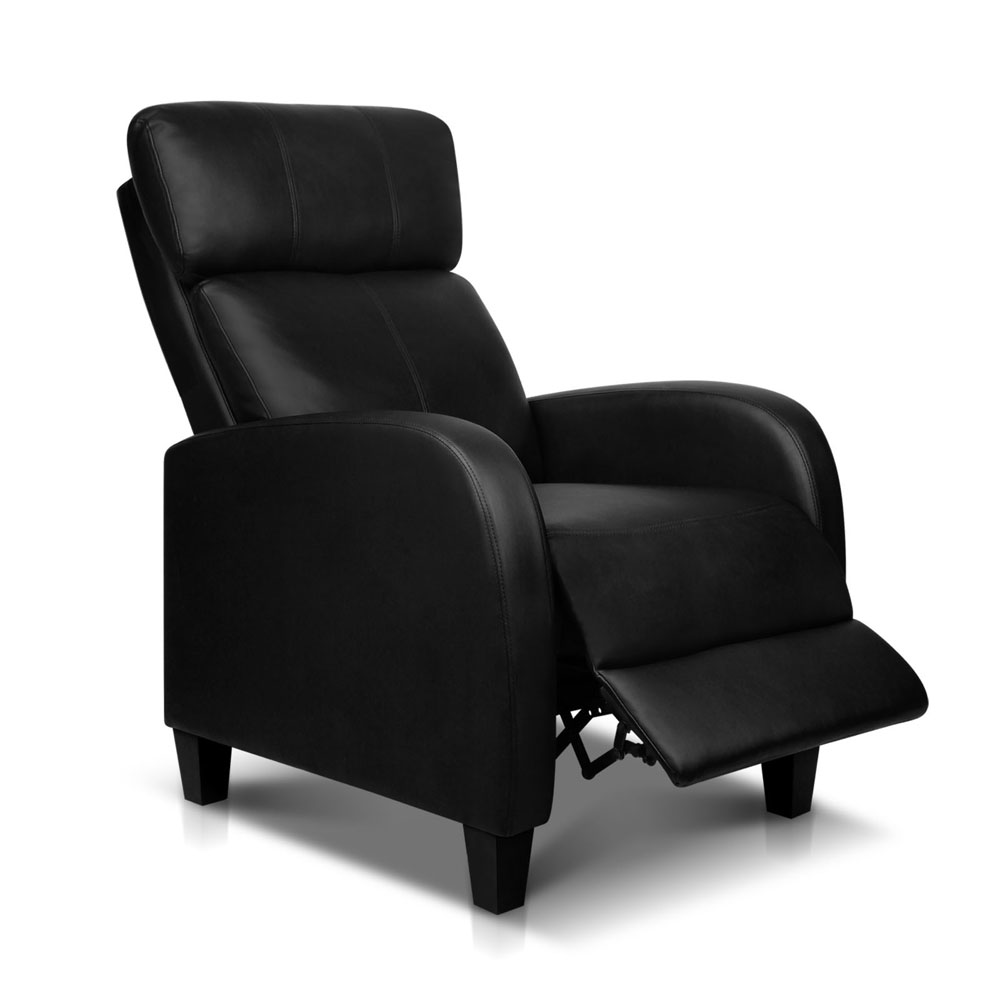 Faux Leather Armchair Recliner (Black)