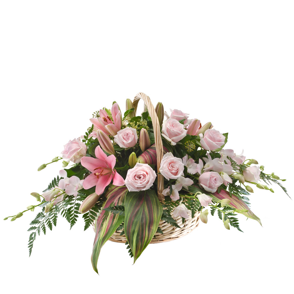 Flower Basket - Pastel Mixed Arrangement