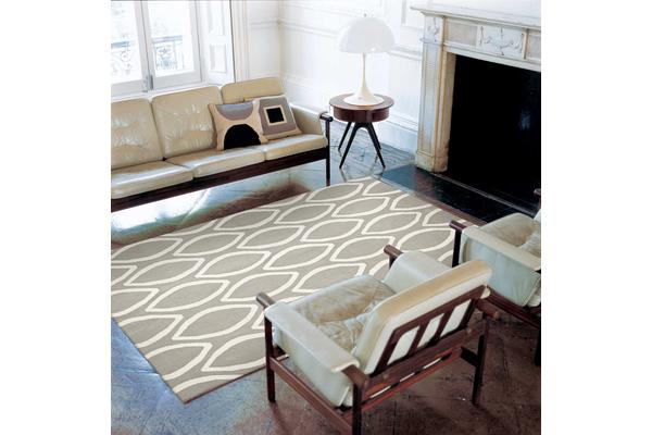 Flat Weave Oval Print Rug Grey 225x155cm