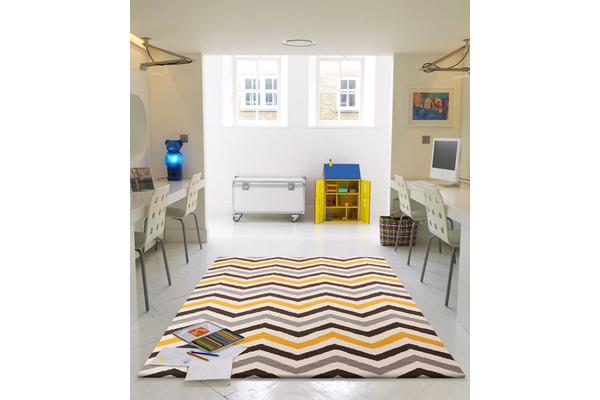 Flat Weave Design Rug Yellow Brown 280x190cm