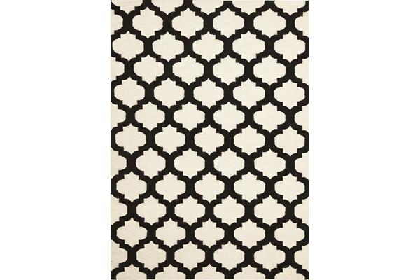 Flat Weave Quatrefoil Rug Ivory Black 280x190cm