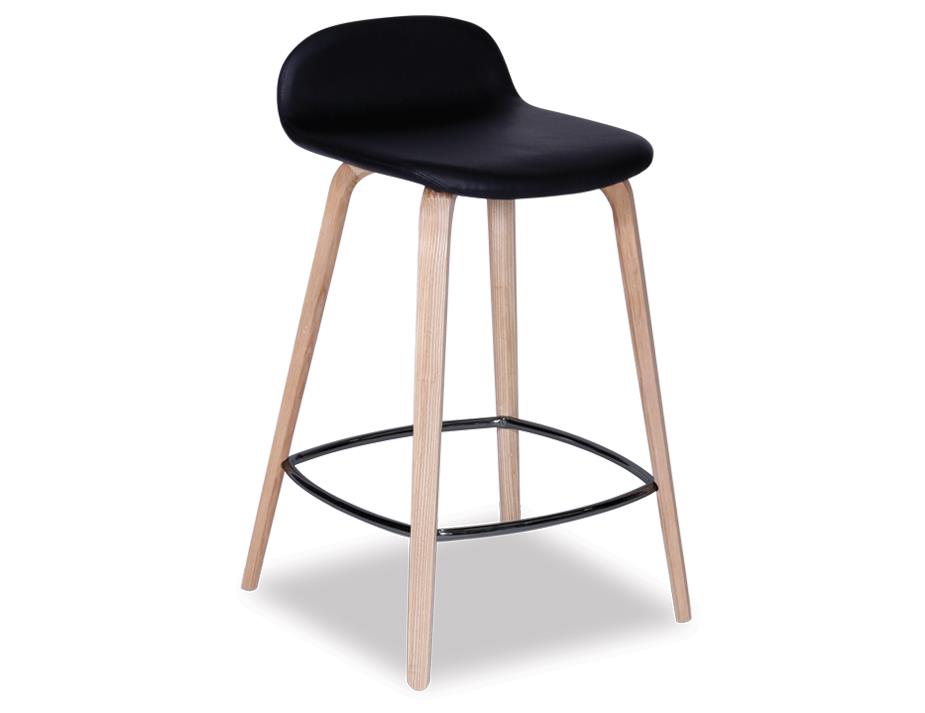 Flip Kitchen Counter Stool | Natural American Ash | Upholstered Black Seat Pad