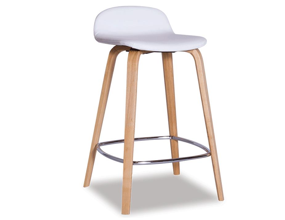 Flip Kitchen Counter Stool | Natural American Ash | Upholstered White Seat Pad