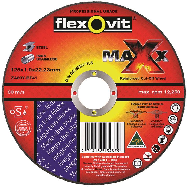 Flat Ultra Thin Cut Off Wheel - Metal - 125mm x 1mm x 22mm - Flexovit Maxx