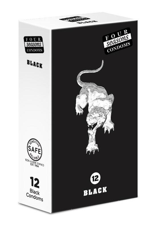 Four Seasons Black Condoms - 12 Pack