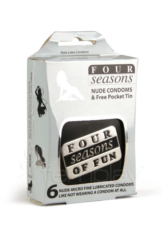 Four Seasons Nude Condoms Collector Tin - 6 Pack