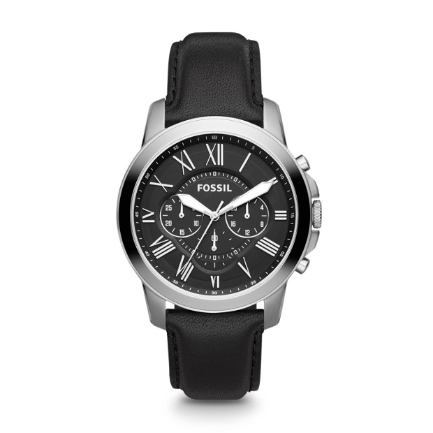 Fossil MEN Grant Chronograph Black Leather Watch