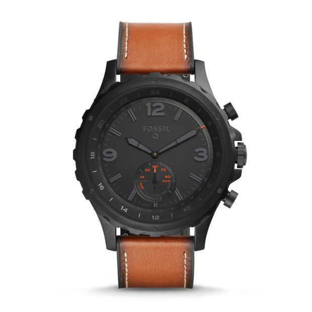 Fossil WOMEN Hybrid Smartwatch - Q Nate Dark Brown Leather