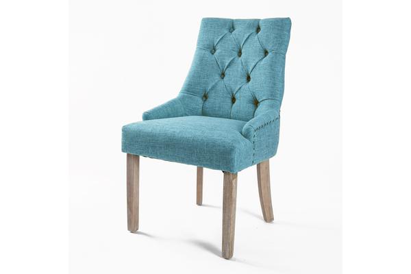 French Provincial Oak Leg Chair AMOUR - BLUE