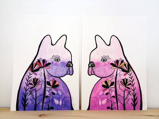 Frenchie Pair Prints by Madeleine Stamer