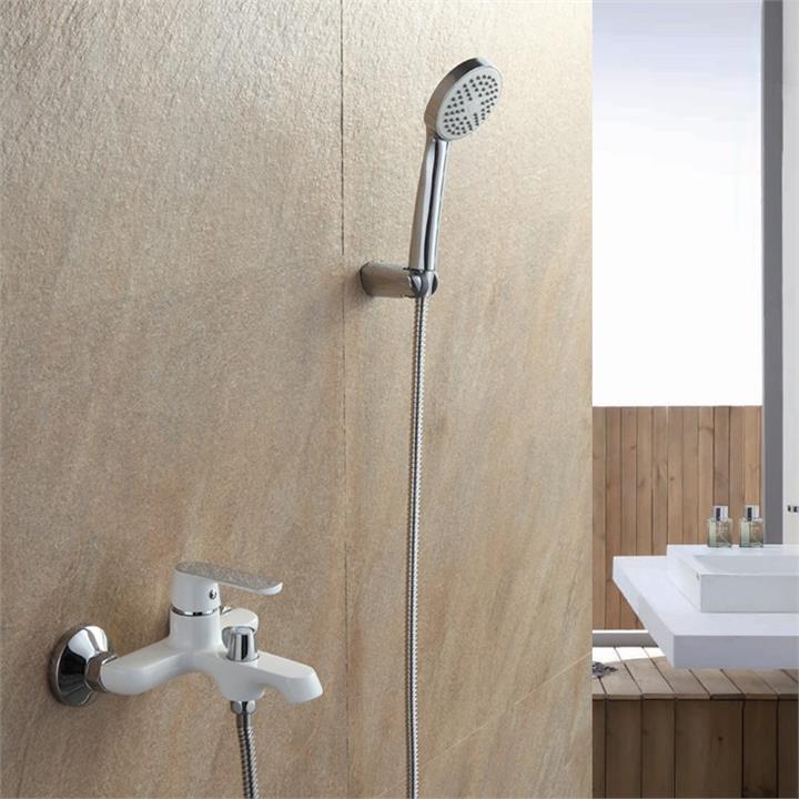 FRAP F3231 Bathroom White ABS Handheld Shower Head and with Shower Faucet Bathtub Shower Set