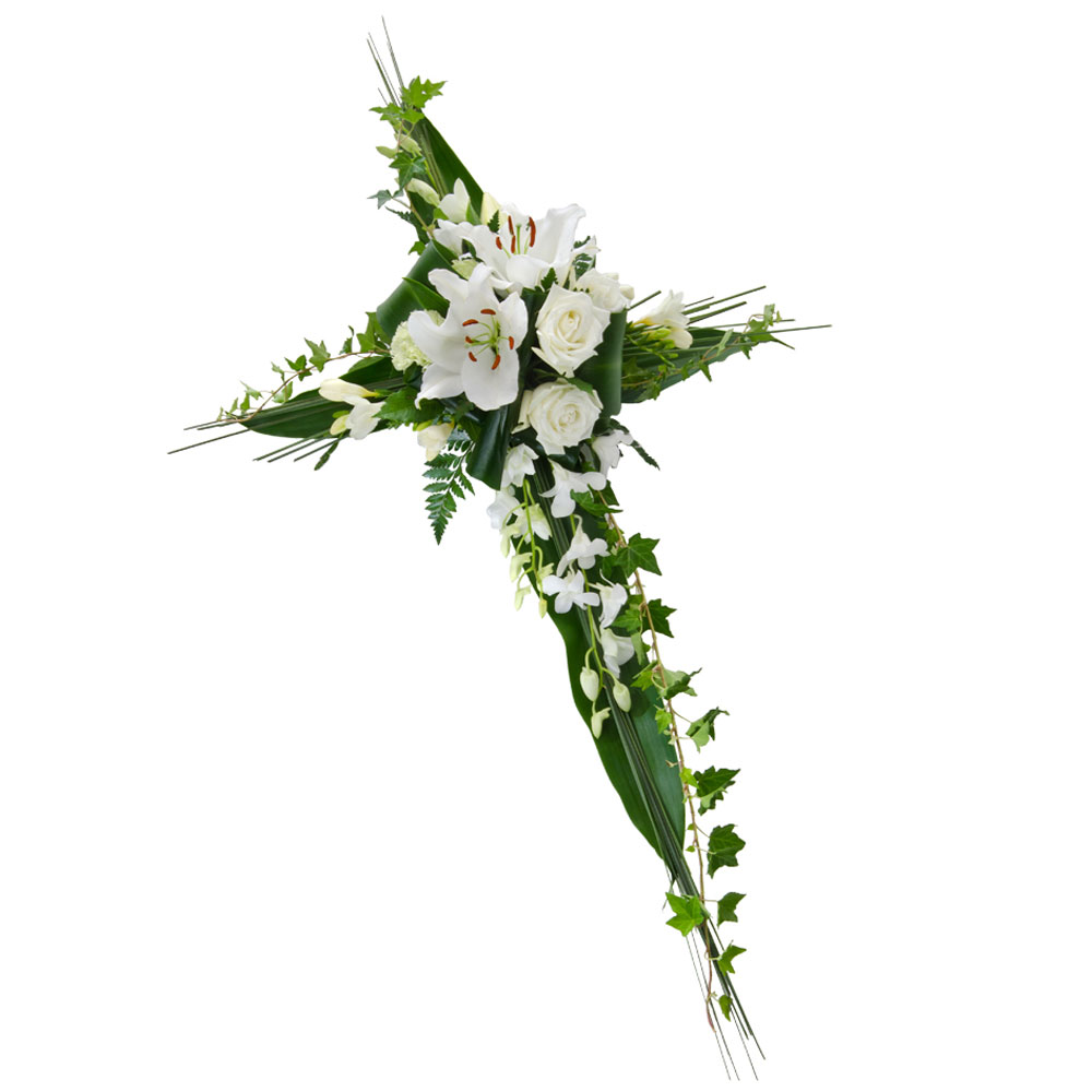 Funeral Flowers - Modern Cross Arrangement