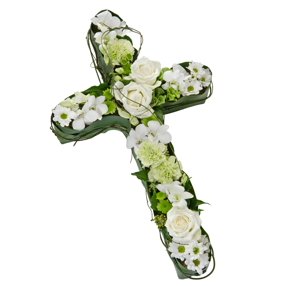 Funeral Flowers - Large Modern Cross Arrangement