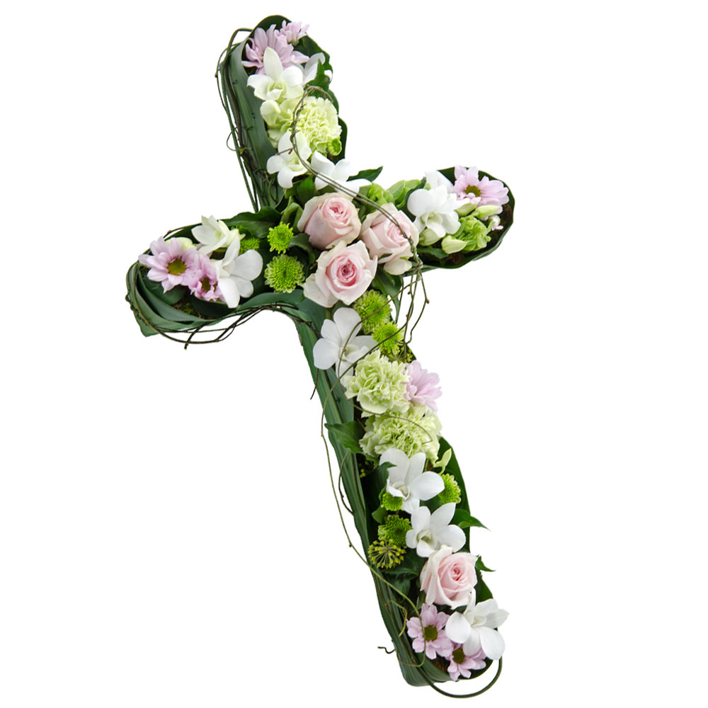 Funeral Flowers - Large Modern Cross Arrangement