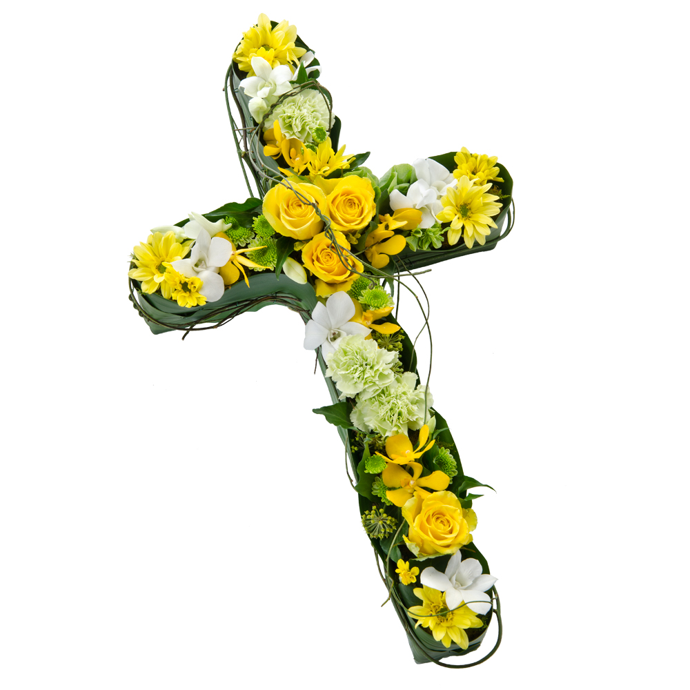 Funeral Flowers - Large Modern Cross Arrangement