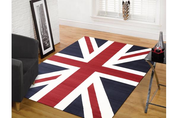 Funky Union Jack Rug Blue Red White 280x190cm