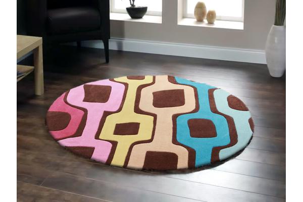 Funk Retro  Multi Coloured Round Rug 200x200cm