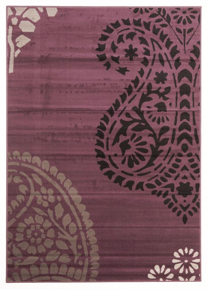 Funky Paisley Design Rectangular Floor Rug Purple