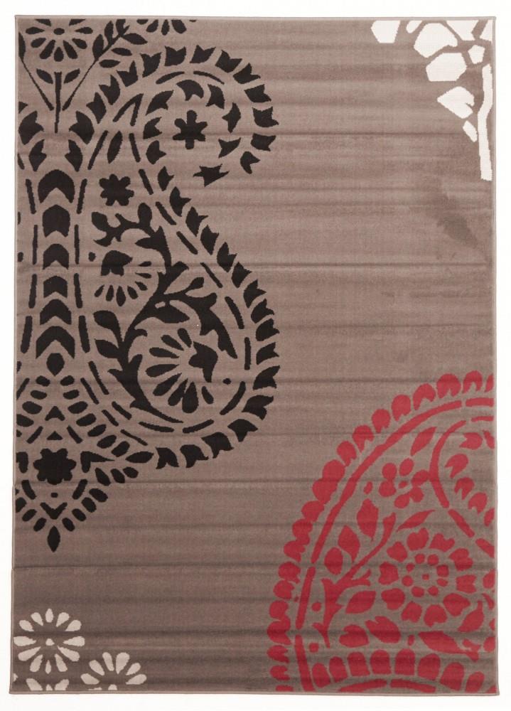 Funky Paisley Design Rectangular Floor Rug Taupe